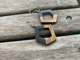 Wood and Grey Acrylic Earrings -Abstract Style