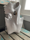 Open Abstract Go-Go Wood and Clear/Speckled White/Black Earrings