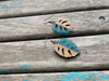 Wood and Turquoise Leaf-Shaped Earrings