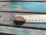 Wood and Black Leaf-Shaped Earrings