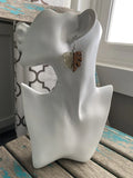 Wood and Clear with Silver Specks- Leaf-Shaped Earrings