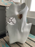 Wood and Clear with Gold Specks- Leaf-Shaped Earrings