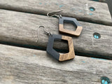 Wood and Grey Acrylic Earrings -Abstract Style