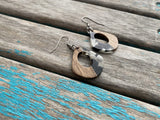 Open Abstract Go-Go Wood and Clear/Speckled White/Black Earrings
