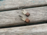 Wood and Clear Rectangle-Shaped Acrylic Earrings- Smaller Earrings