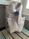 Wood, Blue, and Orange Acrylic Earrings