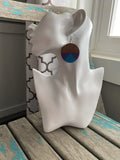 Wood, Blue, and Purple Acrylic Earrings