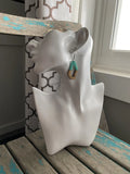 Wood and Opaque Mint/Turquoise Acrylic Earrings -Abstract Open Oval-Style