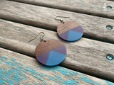 Wood, Blue, and Purple Acrylic Earrings