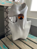 Wood, Orange, and Black Acrylic Earrings