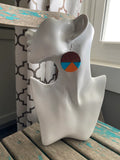 Wood, Orange, and Turquoise Acrylic Earrings
