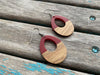 Wood and Red Acrylic Earrings- Teardrop-Shaped