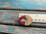 Wood and Red Acrylic Earrings- Teardrop-Shaped