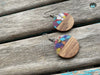 Wood and Colorful Acrylic Earrings