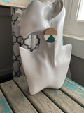 Wood, White, and Green Circle Acrylic Earrings
