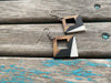 Wood, Black, and White Diamond-Shaped Acrylic Earrings