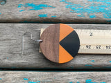 Wood, Orange, and Black Acrylic Earrings