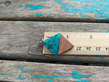 Wood and Transparent Turquoise with Flecks, Diamond-Shaped Acrylic Earrings