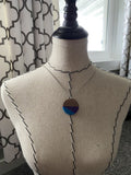 Wood, Blue, and Purple Pendant Necklace