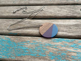 Wood, Blue, and Purple Pendant Necklace