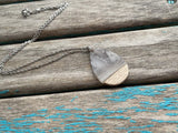 Wood and Smokey Teardrop Pendant Necklace