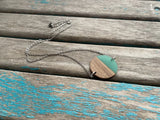 Wood and Mint Green Pendant Necklace