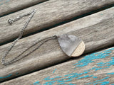 Wood and Smokey Teardrop Pendant Necklace