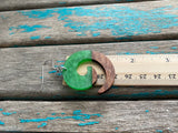 Spiral Wood and Marbled Green Acrylic Earrings