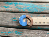 Spiral Wood and Marbled Blue Acrylic Earrings