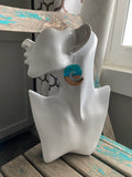 Spiral Wood and Turquoise with Gold Flecks Acrylic Earrings