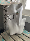 Wood and Green Coin-Shaped Acrylic Earrings- Small Earrings