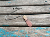 Two-Tone Pink/Peach and Wood Pendant Necklace