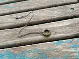 Wood and Green Small, Ring-Style Pendant Necklace