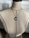 Wood, Black, and White Pendant Necklace