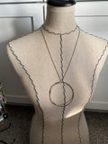 Antique Copper Necklace- LARGE Ring-Style, Wavy Pendant Necklace