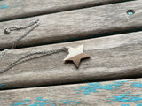 Wood and White Star Pendant Necklace