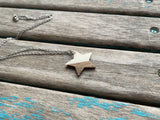 Wood and White Star Pendant Necklace