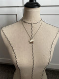 Wood and White Star Pendant Necklace