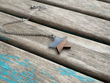 Wood and Blue Star Pendant Necklace