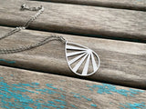 White Necklace- Detailed Lines Teardrop- Unique, and Lightweight Necklace