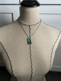 Wood and Mint Green Rectangle Pendant Necklace