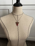 Wood and Red Triangle Pendant Necklace