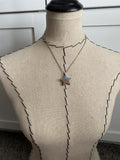 Wood and Blue Star Pendant Necklace