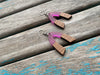 Wood and Fuchsia Earrings - Arch/Rainbow Style