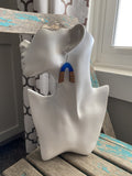 Wood and Blue Earrings - Arch/Rainbow Style