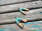 Wood and Mint Earrings - Arch/Rainbow Style