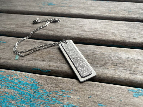 Sparkle Leather Silver Pendant Necklace - Brushed Aluminum
