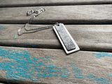 Splotched Leather & Silver Necklace - Modern Metal Pendant