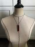 Red Leather and Brushed Aluminum Necklace