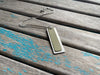 Light Green Leather Necklace: Brushed Aluminum Pendant